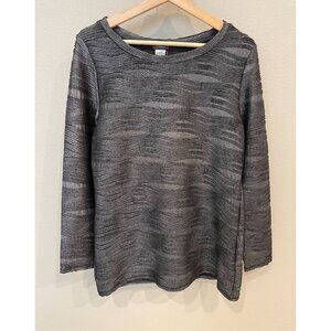 Cocomo Women's Pullover Dark Gray Shimmer Blouse Size XL Long Sleeves Round Neck